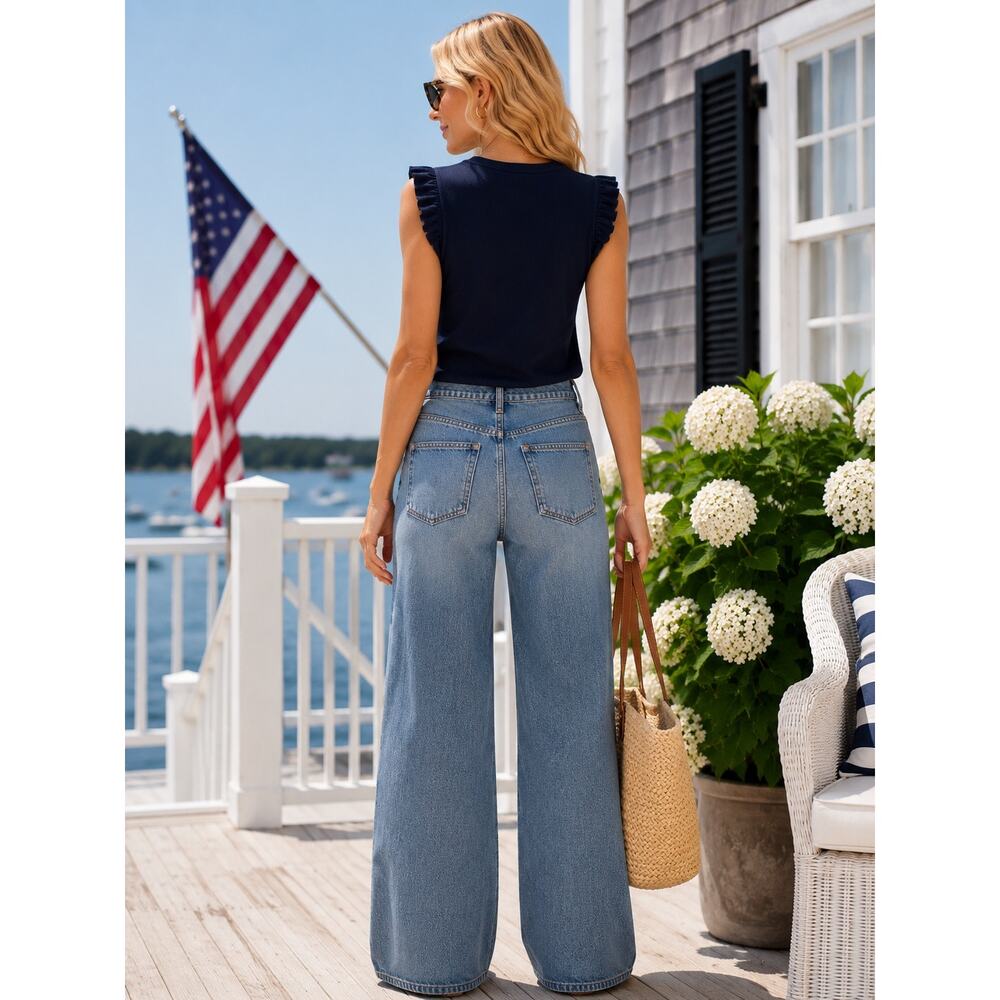 J.Crew Full Length Wide Leg Jeans 28 Vintage Wash Coastal Chic Denim Pristine - Picture 3 of 14